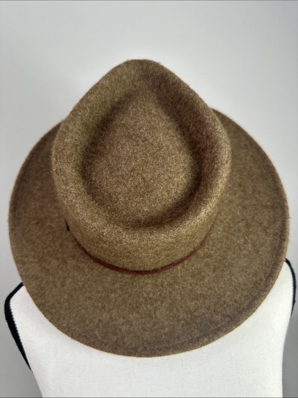 Vintage Dorfman Pacific 100% Wool Fedora Outback Hat Brown Leather Band - Picture 5 of 10